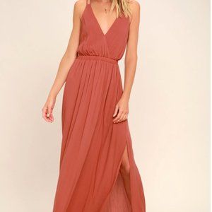 Lost in Paradise Rusty Rose Maxi Dress
